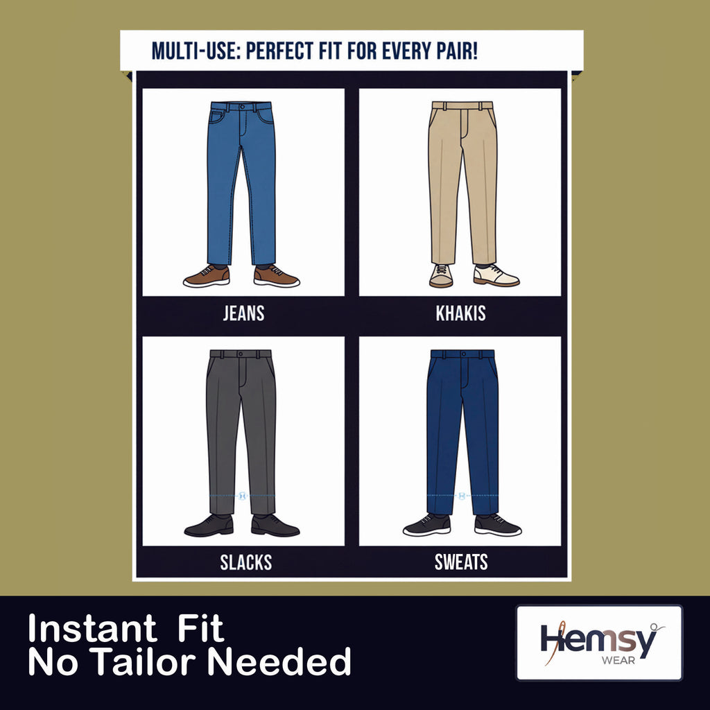 HemsyWear adjustable pant bands for quick no-sew hem fixes